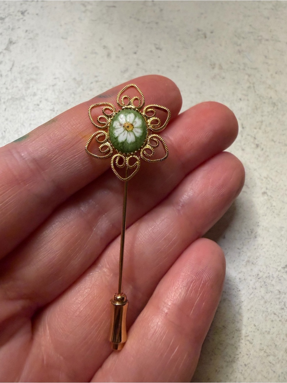 Vintage Gold Floral Stick Pin